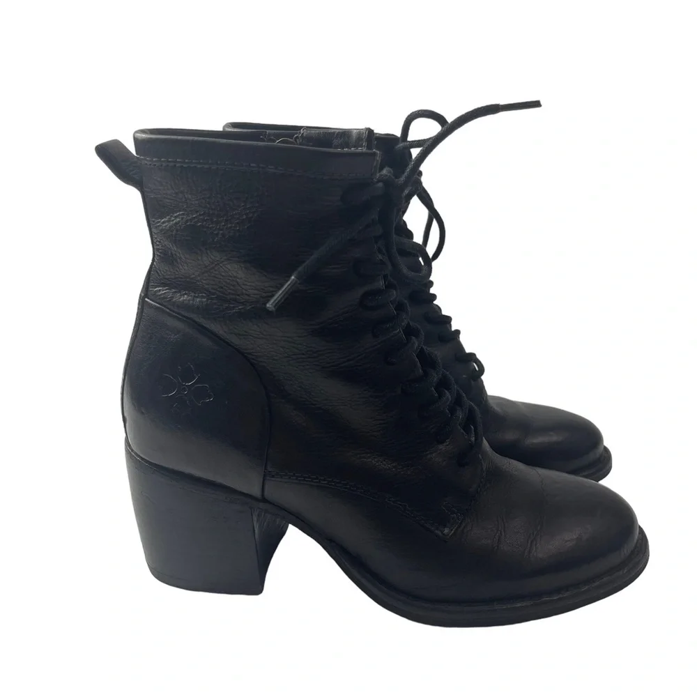 Patricia Nash Black Leather Lace-Up Ankle Boots